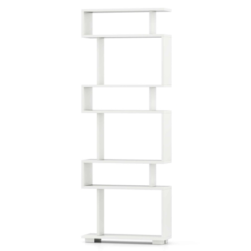 Costway 1 PCS Bookcase 6-Tier Bookshelf with Anti-Tipping Kit Freestanding Display Shelf Black/White/Brown