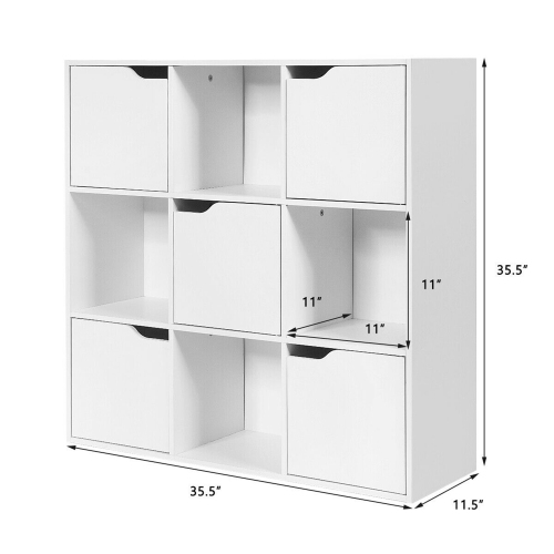 9 Cube Bookcase Cabinet Wood Bookcase Storage Shelves Room Divider Organization