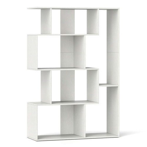 Costway 47" Open-back Geometric Bookshelf Home 6-Cube Large Bookcase with Anti-tip Kits Natural/White