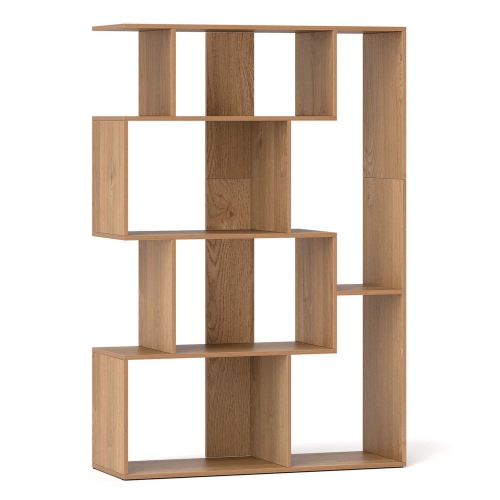Costway 47" Open-back Geometric Bookshelf Home 6-Cube Large Bookcase with Anti-tip Kits Natural/White