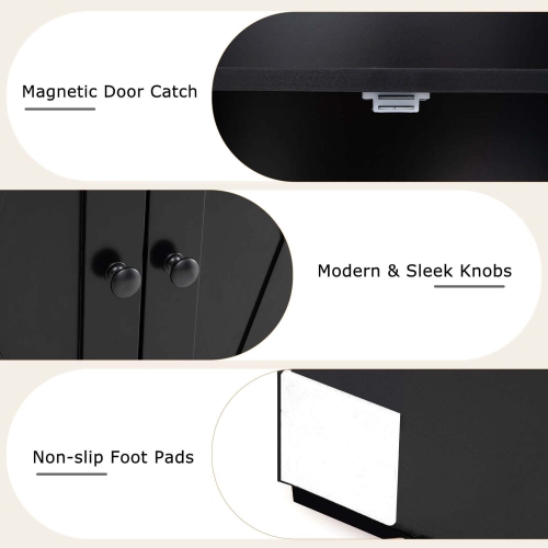 Costway 71" Farmhouse Bookcase with Doors with 6 Shelves & 2-Door Cabinet for Bedroom White/Black