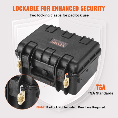 VEVOR 14.1×11.5×7,6&nbsp;po Boîtiers rigides de type pistolet avec mousse PU prédécoupée, étui rigide étanche et hermétique à la poussière pour 2