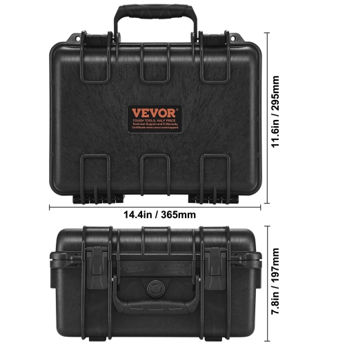 VEVOR 14.1×11.5×7,6&nbsp;po Boîtiers rigides de type pistolet avec mousse PU prédécoupée, étui rigide étanche et hermétique à la poussière pour 2