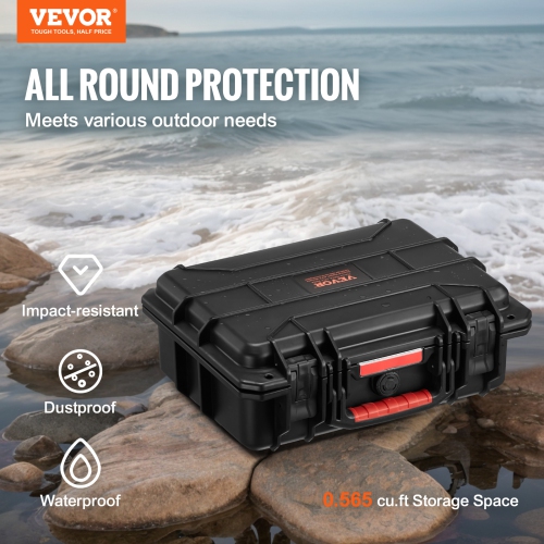 VEVOR 40x32x16.6 Weatherproof Hard Case, Heavy Duty Protective Dry Box Case with Pre-cut Foam, and Retractable Pull Handles for Travel, Hunting,