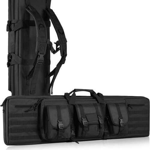 VEVOR 36 inch Rifle Bag, Tactical Double Long Gun Bag, Soft Rifle Case with Lockable Zipper, 3 Large Storage Pockets Rifle Case for Two 34" Rifles &