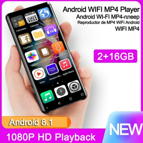 MP4/MP4 player – 4-inch IPS touchscreen, dual-band WiFi, Bluetooth 5.0, expandable memory, Walkman player [2G RAM + 16G storage]