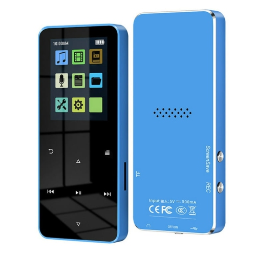 Mini Walkman Hi-Fi MP3 Player with Noise Reduction Recording and Video Playback [Blue 16GB with FM]