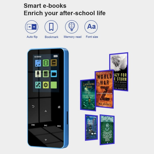 Mini Walkman Hi-Fi MP3 Player with Noise Reduction Recording and Video Playback [Blue 16GB with FM]