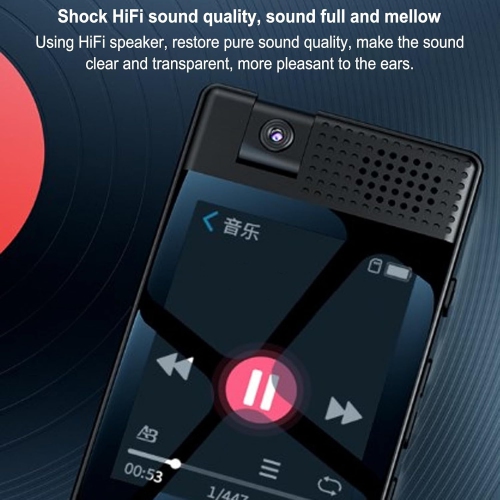 Hi-Fi Bluetooth music player with camera and mp3 – 50 hours playback, rotating camera, AVI video support, 32GB