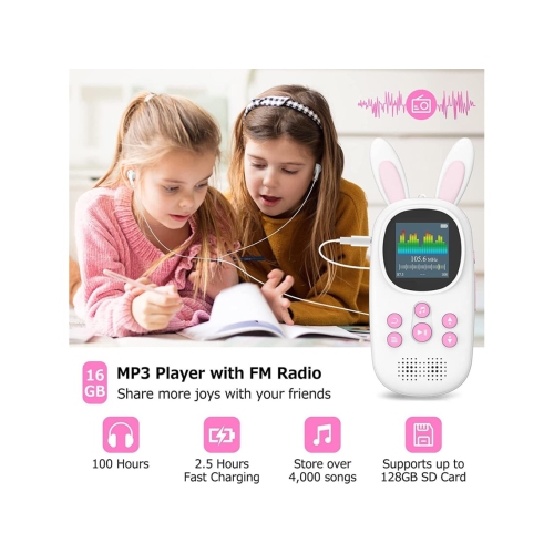 Children's MP3 player - 32GB memory, Bluetooth 5.0, Hi-Fi sound quality, long battery life, walkman