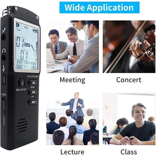 16GB Digital Voice Recorder Voice Activated Recorder with Playback, USB Rechargeable - Tape Recorder for Lectures, Meetings, Interviews, Mini