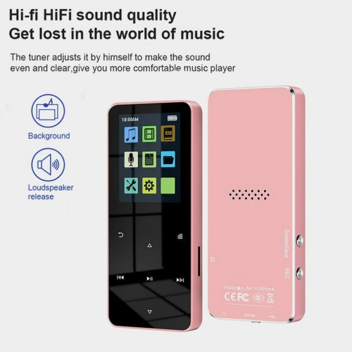 Pink Mini Walkman Hi-Fi MP3 Player with Noise Reduction Recording and Video Playback [80GB with FM Function]