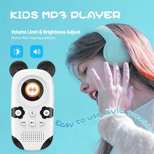 Kids Panda MP3 Player – Bluetooth 5.0, Safe Volume, 64GB, Walkman Music Player, Hi-Fi Speakers