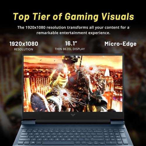 Refurbished - HP Victus 16.1" FHD IPS Gaming Laptop, Intel i5-11400H, 512GB SSD, 16GB RAM, GeForce RTX 3050, Backlit KB, B&O Audio, Fast Charge,