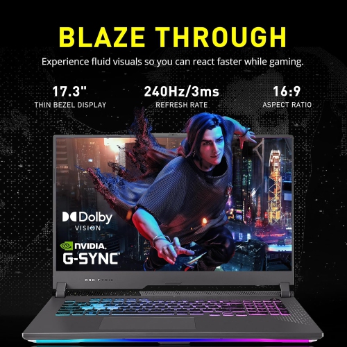 Refurbished - ASUS ROG Strix G17 17.3" 240Hz QHD Gaming Laptop, AMD Ryzen 9 7940HX, 4TB SSD, 64GB DDR5, NVIDIA GeForce RTX 4070, RGB Backlit KB,