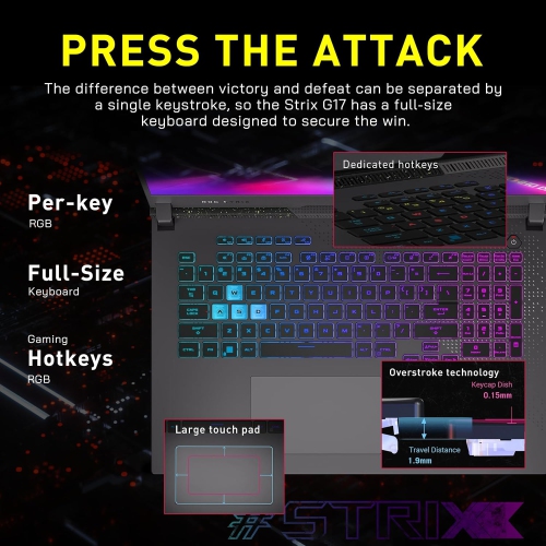 Refurbished - ASUS ROG Strix G17 17.3" 240Hz QHD Gaming Laptop, AMD Ryzen 9 7940HX, 4TB SSD, 64GB DDR5, NVIDIA GeForce RTX 4070, RGB Backlit KB,