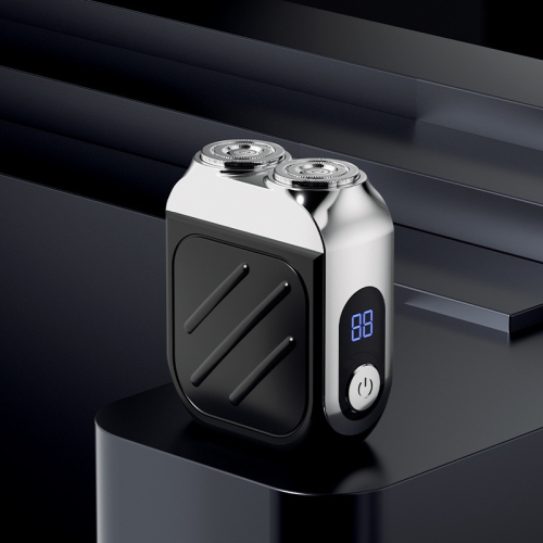 GREEN SCENIC  Washable Mini Rechargeable Dual Head Magnetic Electric Shaver Portable Digital Display Beard Shaver - In Black