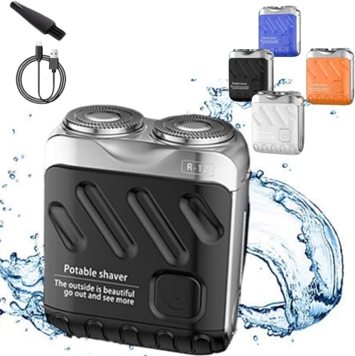 Mini portable electric shaver, men's USB pocket shaver, waterproof rechargeable double head shaver, wet and dry electric shaver-black