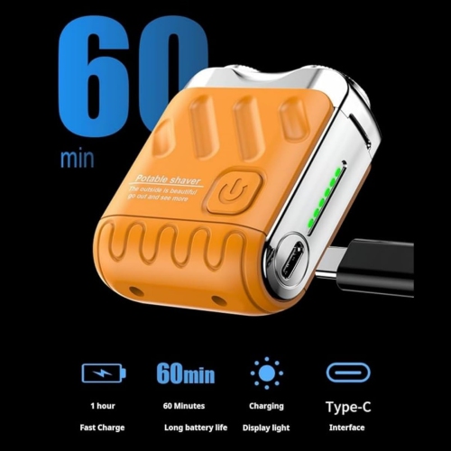 Mini portable electric shaver, men's USB pocket shaver, waterproof rechargeable double head shaver, wet and dry electric shaver-black