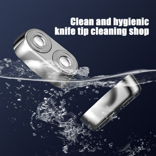 Double Head Mini Magnetic Shaver Portable Men's Electric Shaver Rechargeable Electric Shaver - Silver Black