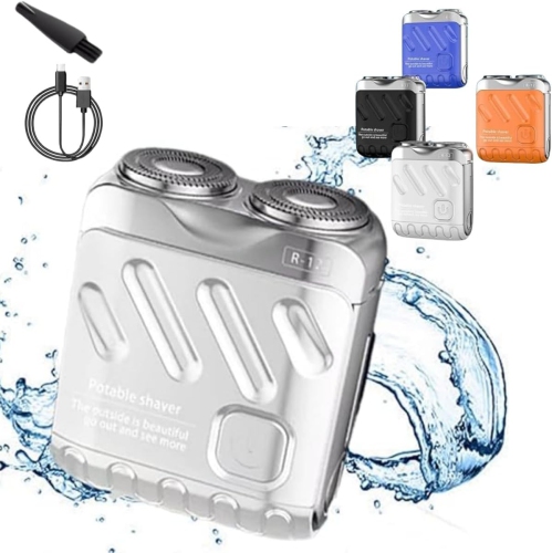 Mini portable electric shaver, men's USB pocket shaver, waterproof rechargeable double head shaver, wet and dry electric shaver-White