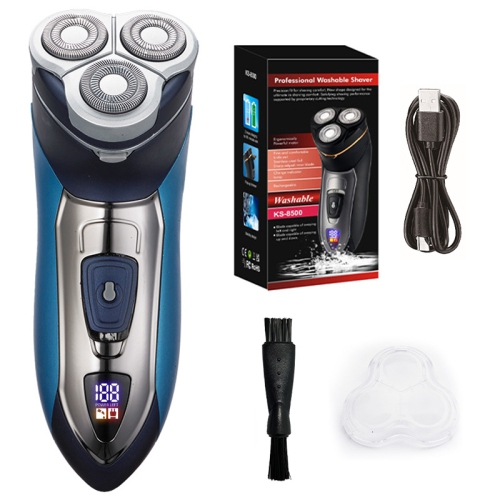 Floating Electric Shaver Men's Super Clean Digital Display Electric Full Body Washable Beard Knife Shaver Electric - blue