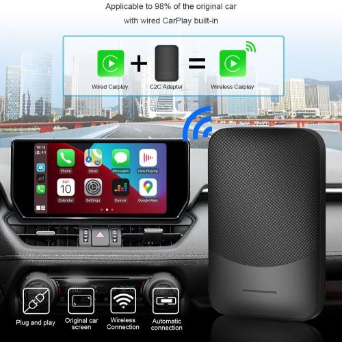 Car Wireless CarPlay Adapter, Plug and Play Original Car Wireless CarPlay Adapter, Wired CarPlay to Wireless, Low Latency, High Stability