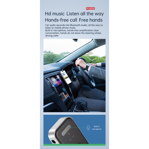 Bluetooth transmitter Bluetooth 5.3 transmitter and receiver Bluetooth transmitter and receiver Supports hands-free calling 3.5 mm headphone jack