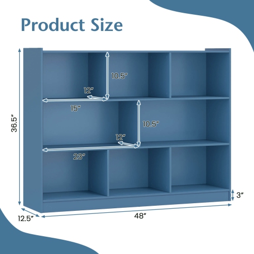 Costway 3-tier Open Bookcase 8-Cube Bookshelf Storage Display Cabinet