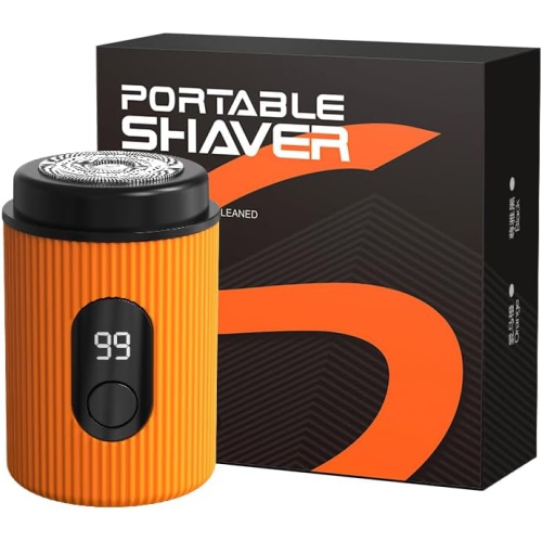 Mini electric shaver, portable shaver, portable shaver car full body washable rechargeable - orange
