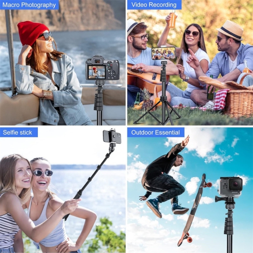 YOULIGHTS 67" Phone-Tripod, Extendable Cell Phone Tripod Stand & Selfie Stick with Wireless Remote and Phone Holder, Compatible with iPhone Android