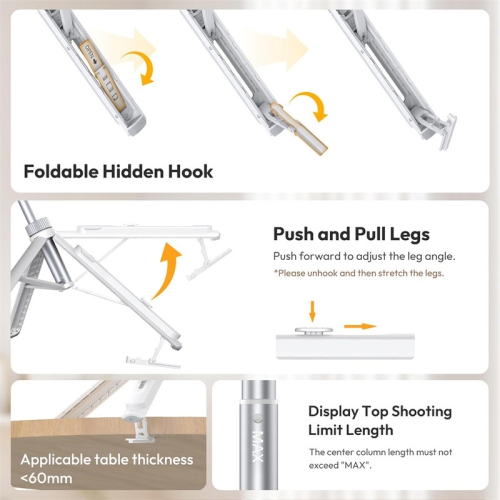 YOULIGHTS Extendable Phone Tripod, 57" Magnetic Selfie Stick Phone Vlog Tripod Stand with 2 in 1 Phone Clip, 2 Cold Shoe Tripod Compatible for