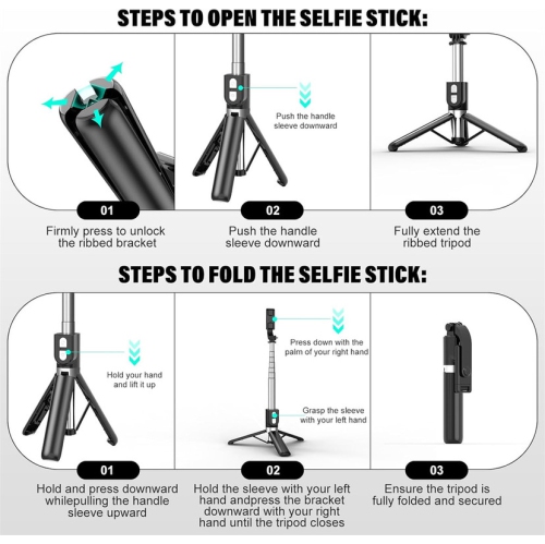 Perche à égoportrait portative de YOULIGHTS avec télécommande, trépied extensible pour téléphone cellulaire pour iPhone 15/14/13/12/11/X/8/7, Galaxy