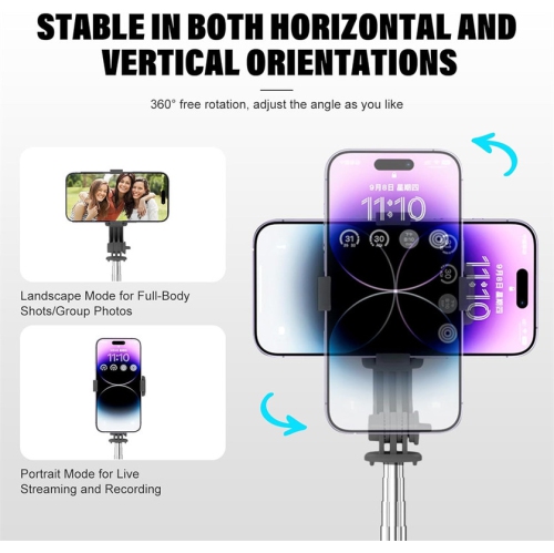 Perche à égoportrait portative de YOULIGHTS avec télécommande, trépied extensible pour téléphone cellulaire pour iPhone 15/14/13/12/11/X/8/7, Galaxy