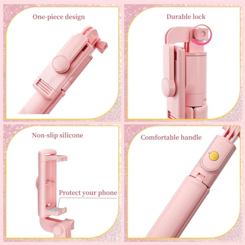 Trépied pour perche à égoportrait rose de YOULIGHTS avec télécommande sans fil, diffusion en direct et enregistrement vidéo, compatible avec Android,