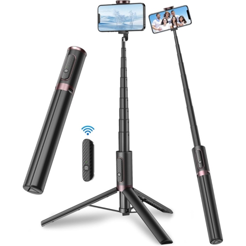 YOULIGHTS 67" Cell Phone Selfie Stick Tripod,Smartphone Stand All-in-1 with Integrated Wireless Remote,Portable,Lightweight,Extendable for