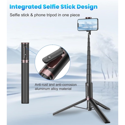 YOULIGHTS 67" Cell Phone Selfie Stick Tripod,Smartphone Stand All-in-1 with Integrated Wireless Remote,Portable,Lightweight,Extendable for