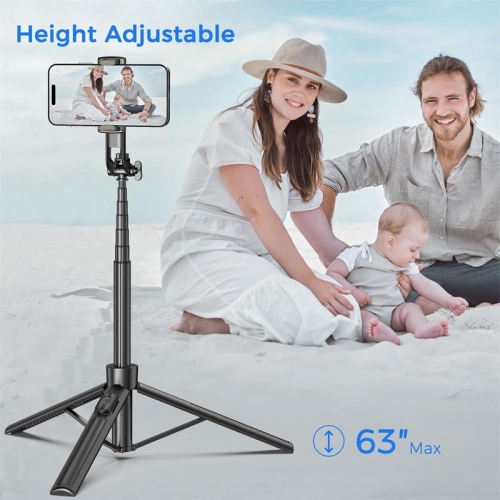 YOULIGHTS Selfie Stick Travel Tripod for Cell Phone with Remote Control and Phone Holder, Extendable Selfie Stick for iPhone, iPhone Tripod for Video