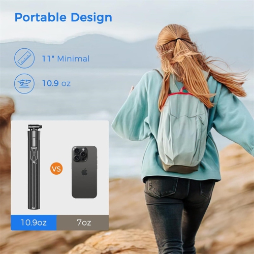 YOULIGHTS Selfie Stick Travel Tripod for Cell Phone with Remote Control and Phone Holder, Extendable Selfie Stick for iPhone, iPhone Tripod for Video