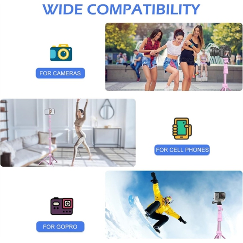 YOULIGHTS 62" Phone Tripod & Selfie Stick, Extendable Cell Phone Tripod Stand with Wireless Remote and Phone Holder, Compatible with iPhone Android