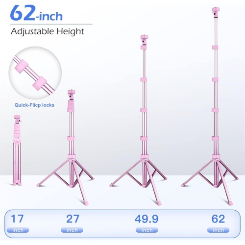 YOULIGHTS 62" Phone Tripod & Selfie Stick, Extendable Cell Phone Tripod Stand with Wireless Remote and Phone Holder, Compatible with iPhone Android