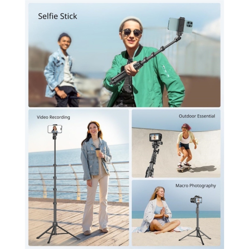 YOULIGHTS 62" Phone Tripod & Selfie Stick, Extendable Cell Phone Tripod Stand with Wireless Remote and Phone Holder, Compatible with iPhone Android