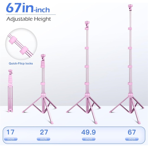 YOULIGHTS 67" Phone Tripod & Selfie Stick, Extendable Cell Phone Tripod Stand with Wireless Remote and Phone Holder, Compatible with iPhone Android