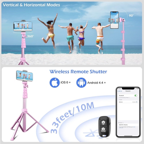 YOULIGHTS 67" Phone Tripod & Selfie Stick, Extendable Cell Phone Tripod Stand with Wireless Remote and Phone Holder, Compatible with iPhone Android