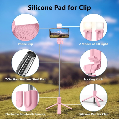 YOULIGHTS Selfie Stick Tripod, 40in Retractable Phone Tripod with Wireless Remote Control & Light, Portable Selfie Stick Tripod for Photograph, Video