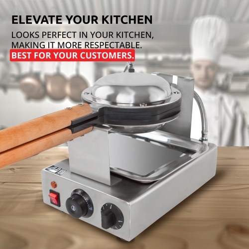 AP-123 Bubble Waffle Maker Machine | Egg Waffle Iron | Professional Rotated Machine | Improved Manual Thermostat | 110V