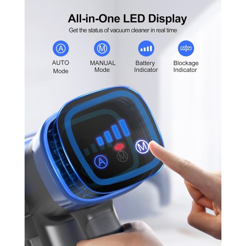 Remis à neuf – Aspirateur sans fil léger VC50 bleu de Buture 450&nbsp;W 33KPA pour la maison