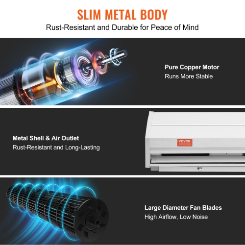 VEVOR 36" Commercial Indoor Air Curtain Super Power 2 Speeds 900CFM, Wall Mounted Air Curtains, Indoor Over Door Fan with Heavy Duty Limit Switch,