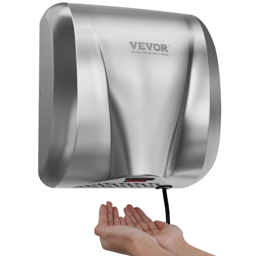 VEVOR Heavy Duty Commercial Hand Dryer, 1300W Automatic High Speed Stainless Steel Warm Wind Hand Blower, 120V Plug In/Hardwired Two Power Options,