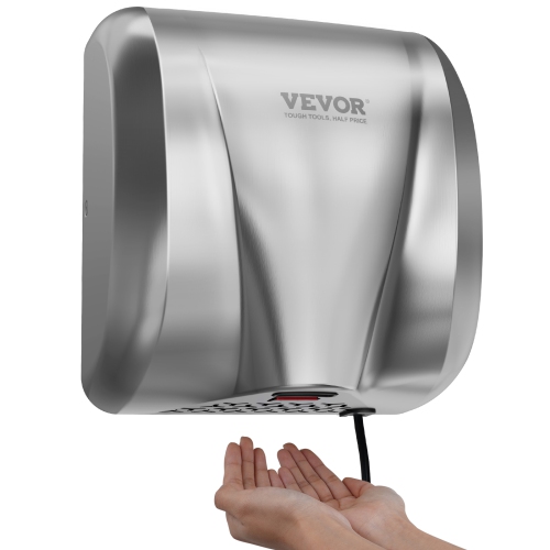 VEVOR Heavy Duty Commercial Hand Dryer, 1300W Automatic High Speed Stainless Steel Warm Wind Hand Blower, 120V Plug In/Hardwired Two Power Options,